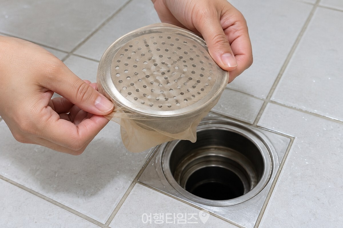 거름망에 스타킹 발끝 부분을 팽팽하게 씌우는 모습 / 기사 이해를 돕기 위한 생성형 이미지