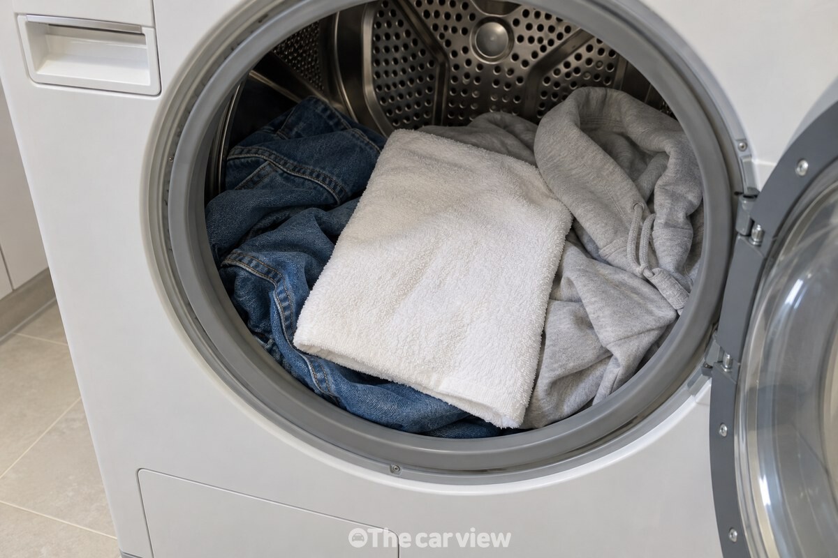 젖은 빨래 사이에 펼쳐 넣은 마른 면 수건 / 기사 이해를 돕기 위한 생성형 이미지