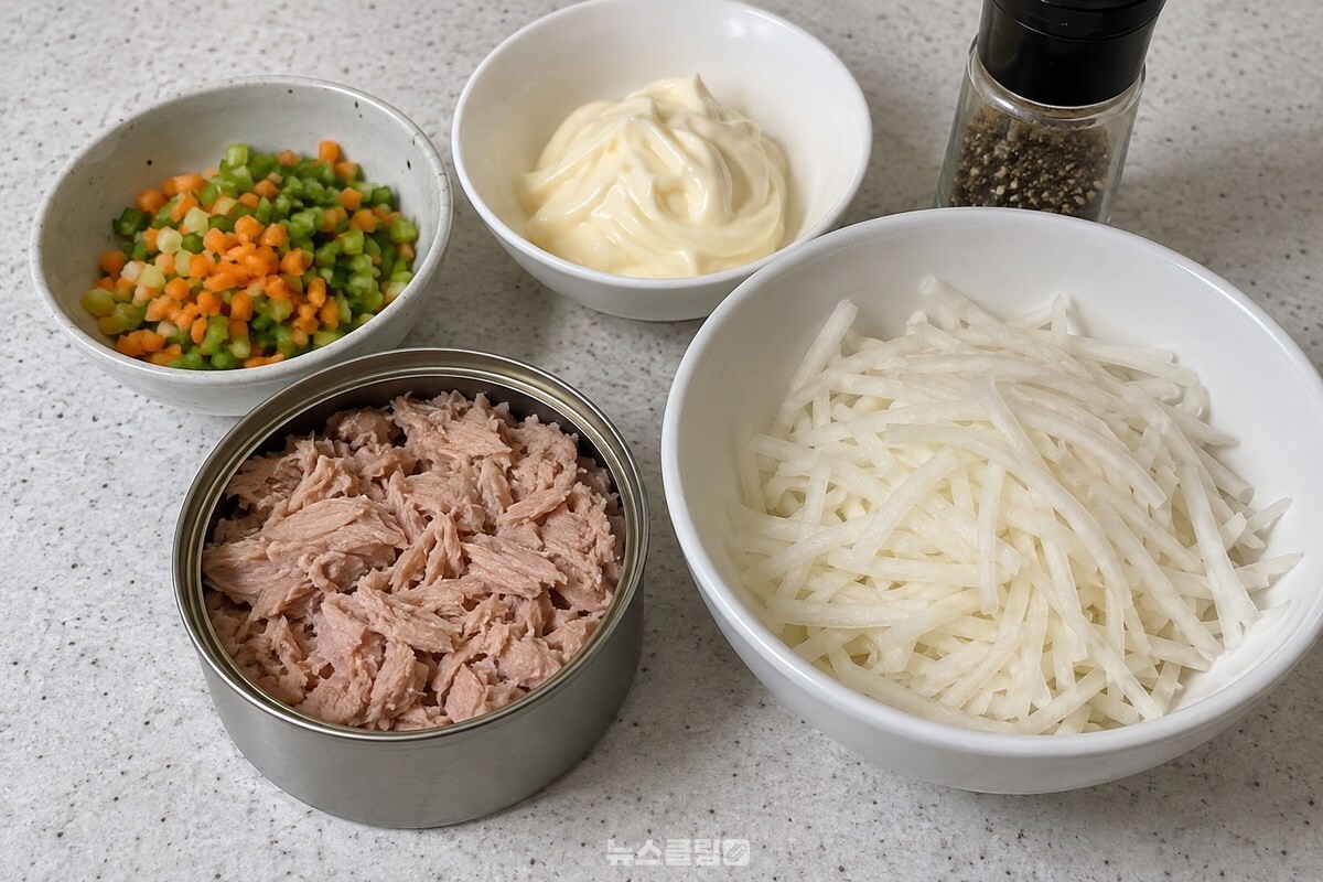 참치와 쌈무를 준비한 샌드위치 속 재료 / 기사 이해를 돕기 위한 생성형 이미지