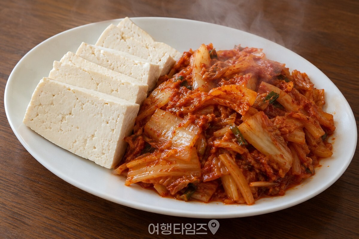 볶은 김치 옆에 가지런히 담은 따뜻한 두부김치 / 기사 이해를 돕기 위한 생성형 이미지