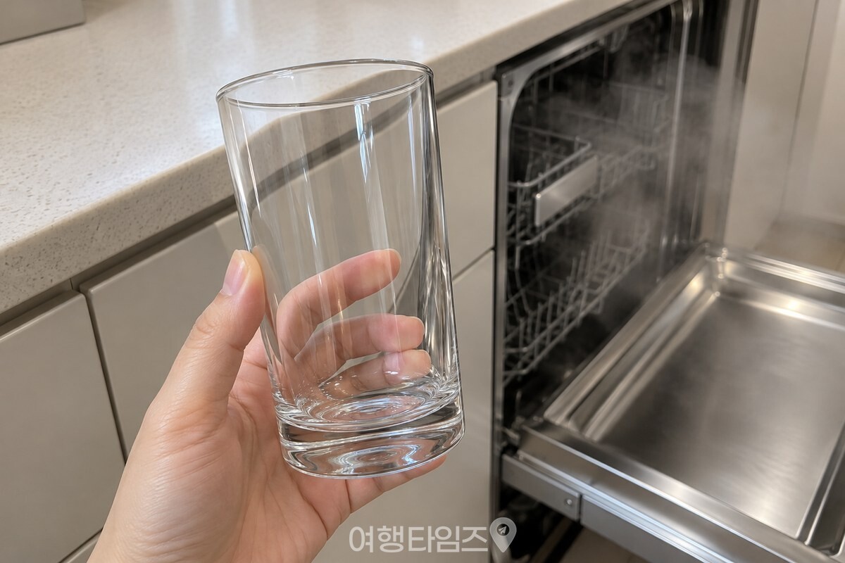 세척을 마친 식기세척기에서 꺼낸 투명한 유리컵 / 기사 이해를 돕기 위한 생성형 이미지