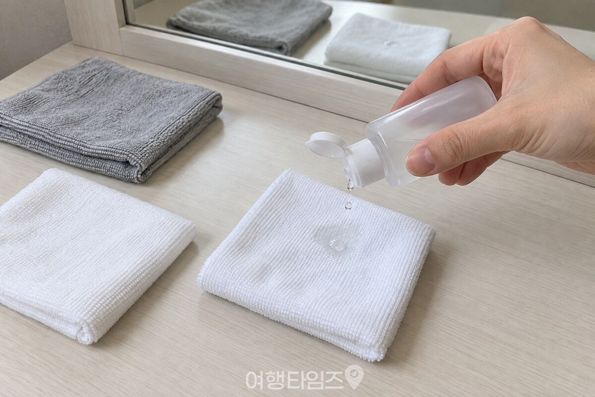 극세사 천에 소독용 에탄올을 몇 방울 묻히는 모습 / 기사 이해를 돕기 위한 생성형 이미지