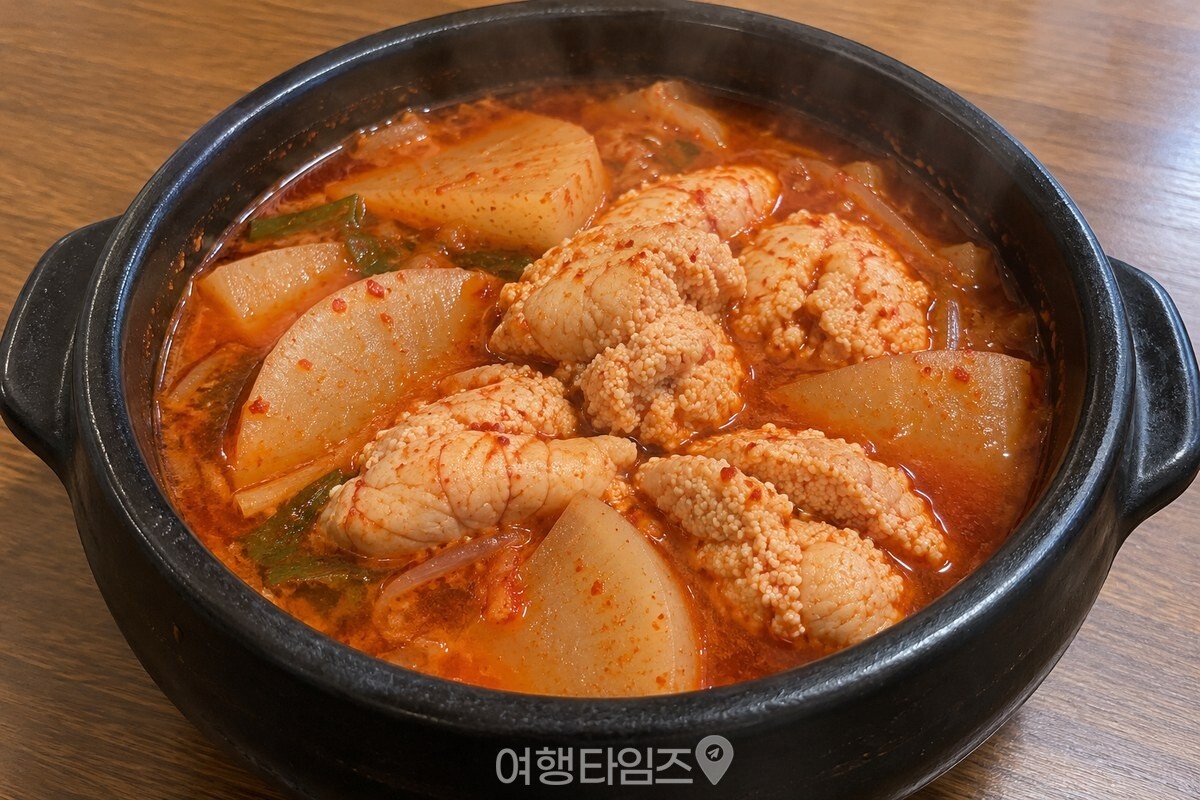 무와 청어알이 익어 김이 오르는 알탕 냄비 / 기사 이해를 돕기 위한 생성형 이미지
