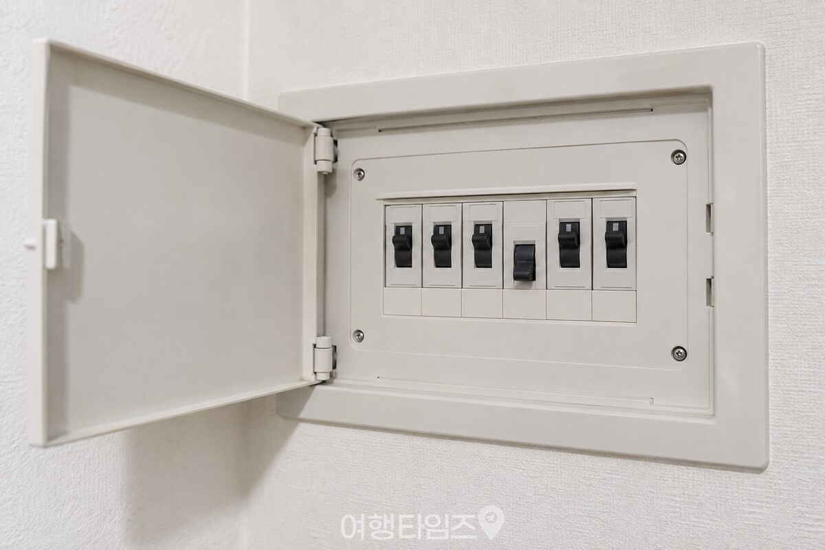 벽 콘센트 전용 차단기를 내린 분전함의 모습 / 기사 이해를 돕기 위한 생성형 이미지