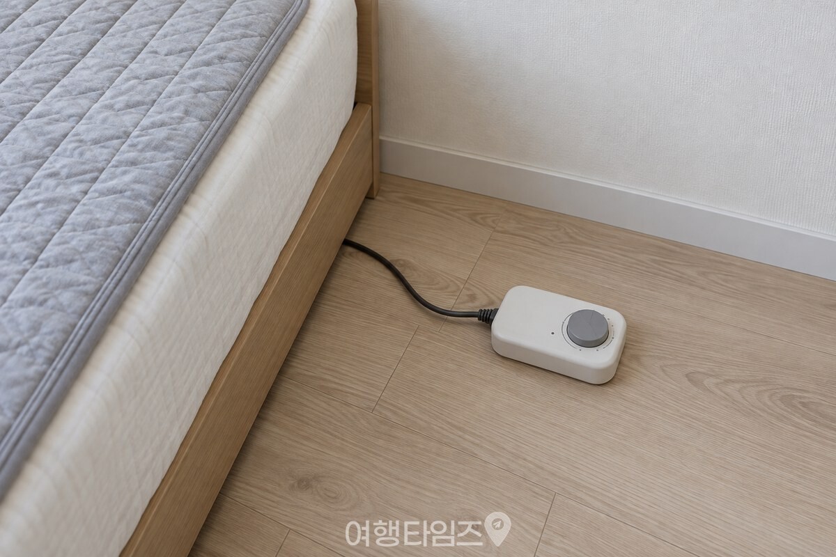 전기장판 바깥 머리맡 바닥에 둔 온도조절기 / 기사 이해를 돕기 위한 생성형 이미지