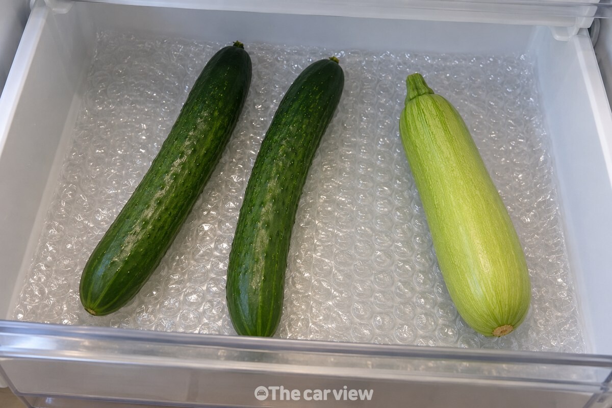 야채칸 바닥에서 채소를 받치는 투명 뽁뽁이 / 기사 이해를 돕기 위한 생성형 이미지