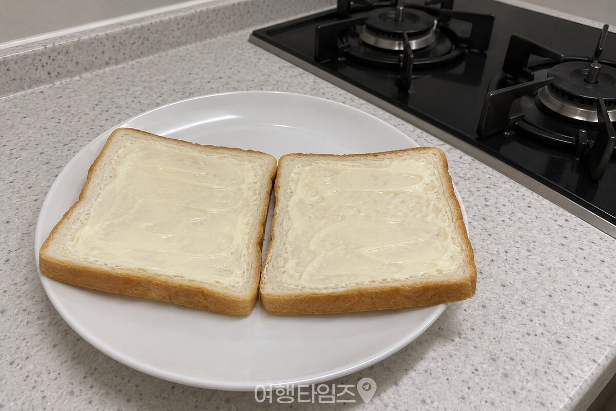 팬에 닿을 면 전체에 고르게 바른 식빵 / 기사 이해를 돕기 위한 생성형 이미지