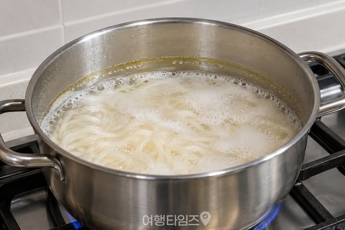 냄비 안쪽 윗부분의 얇은 기름 띠 아래에서 끓는 국물 / 기사 이해를 돕기 위한 생성형 이미지