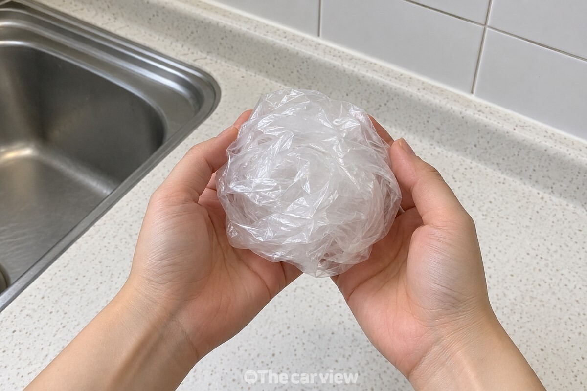 성한 얇은 비닐봉지를 손바닥 크기로 둥글게 뭉친 모습 / 기사 이해를 돕기 위한 생성형 이미지