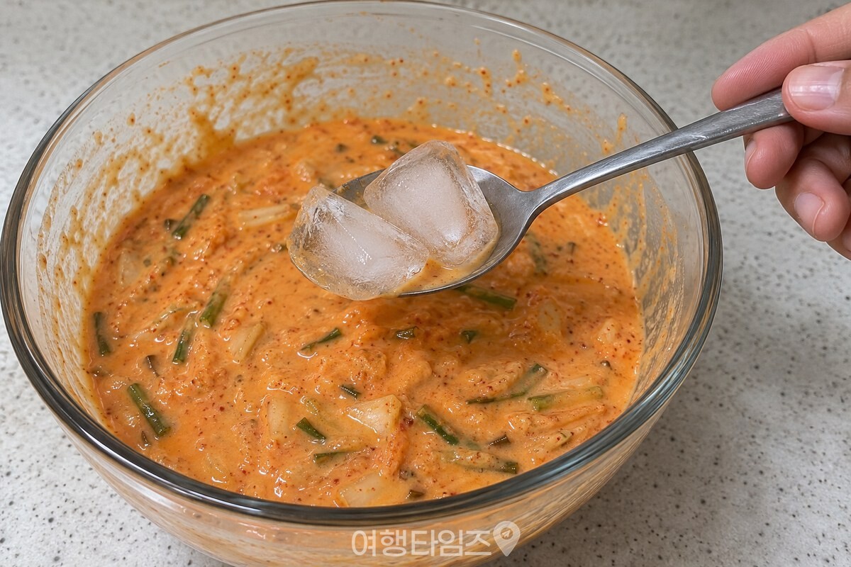 남은 얼음 조각을 숟가락으로 건져 내는 모습 / 기사 이해를 돕기 위한 생성형 이미지
