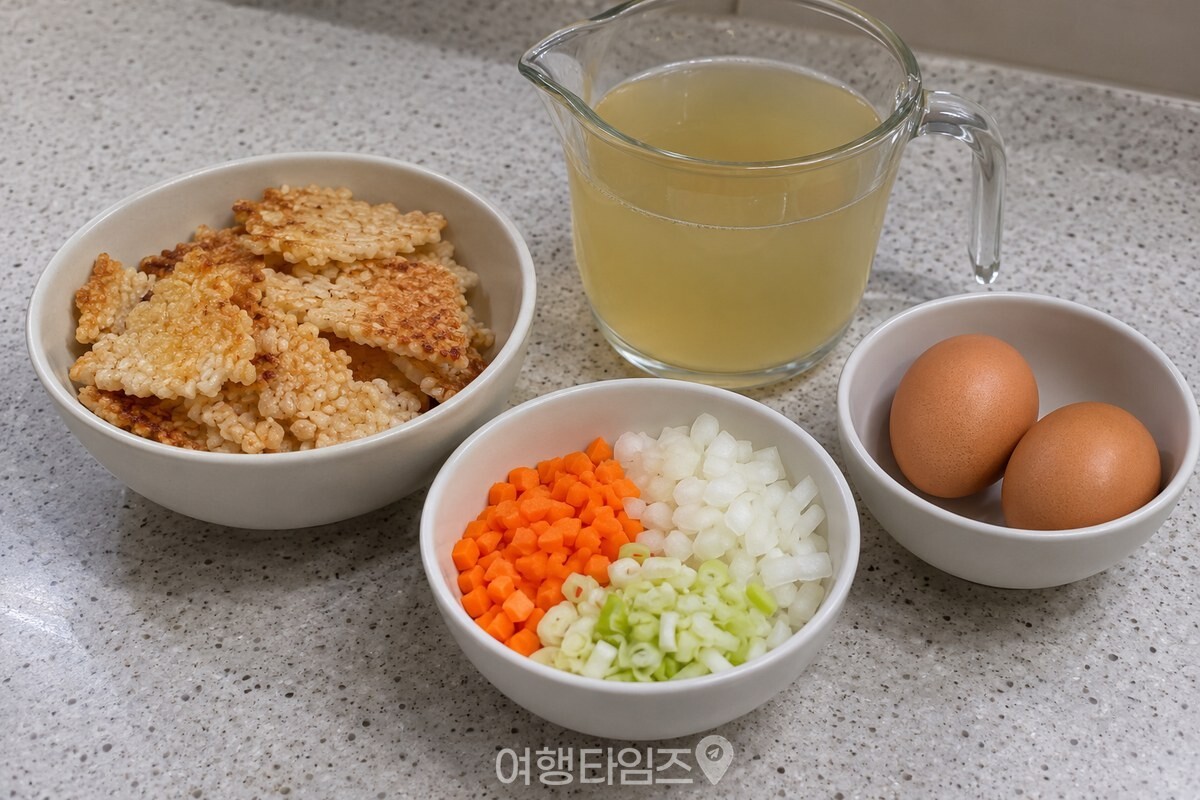 다진 채소와 누룽지를 나눠 담은 재료 / 기사 이해를 돕기 위한 생성형 이미지