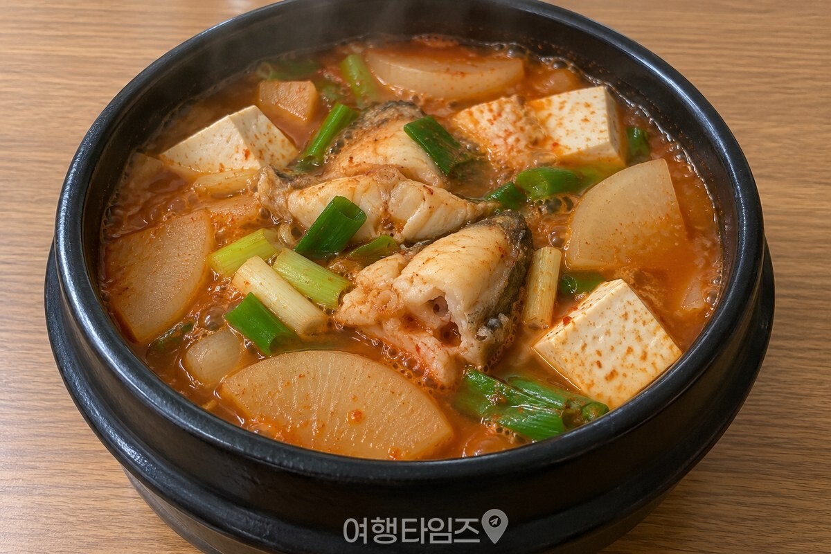 김이 오르는 완성된 동태찌개가 담긴 뚝배기 / 기사 이해를 돕기 위한 생성형 이미지