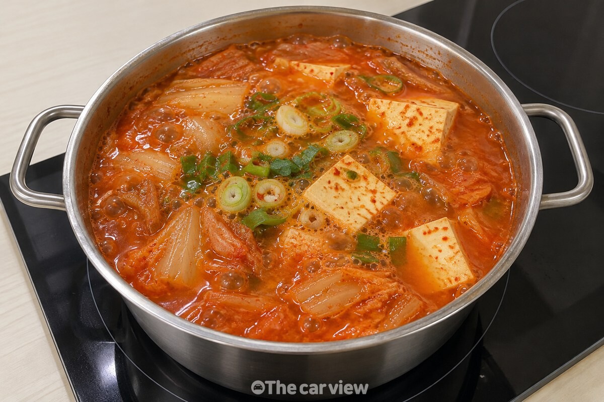 김이 오르는 부대찌개가 담긴 냄비 / 기사 이해를 돕기 위한 생성형 이미지