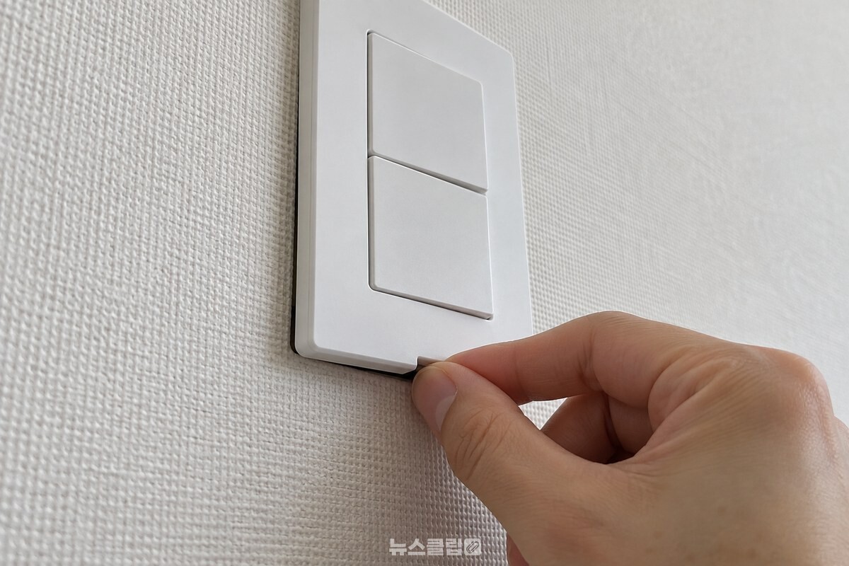 스위치 커버 아래 홈을 잡아 분리하는 손 / 기사 이해를 돕기 위한 생성형 이미지