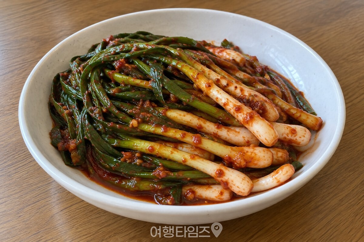 갓 버무린 쪽파김치가 담긴 흰 사기 그릇 / 기사 이해를 돕기 위한 생성형 이미지