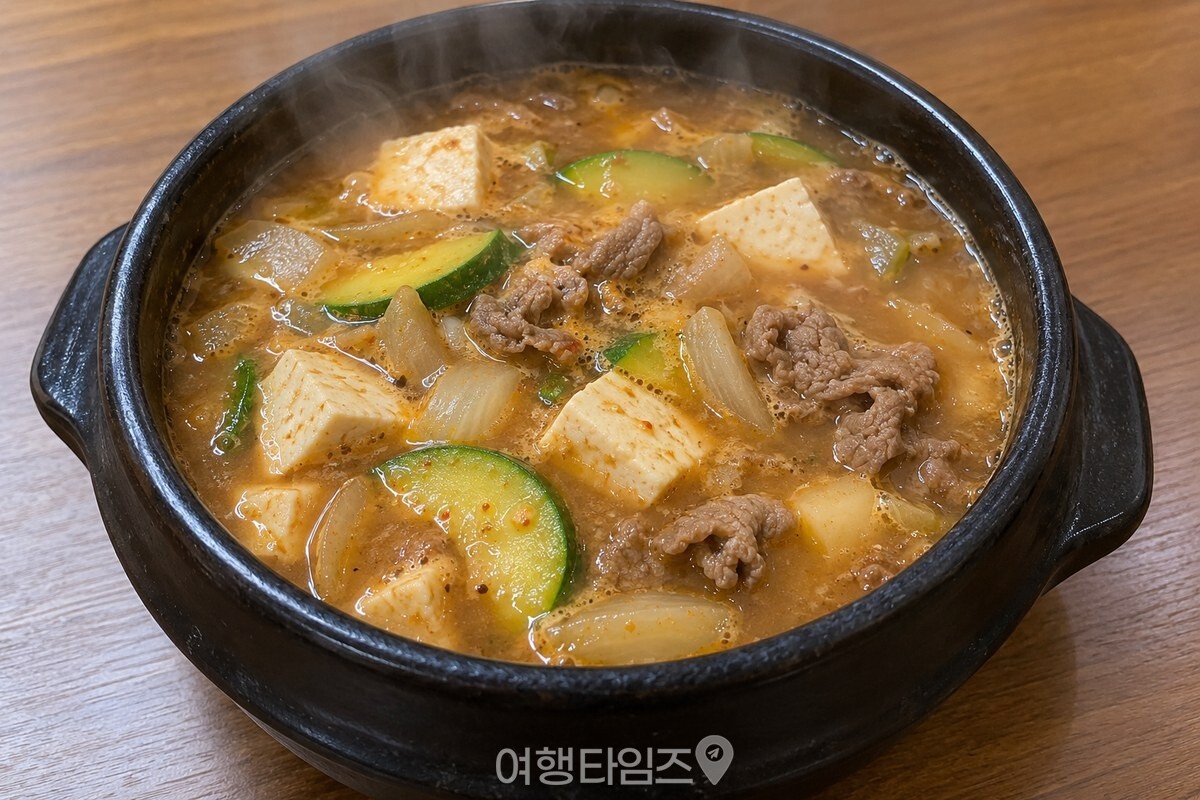 김이 오르는 차돌된장찌개가 담긴 뚝배기 / 기사 이해를 돕기 위한 생성형 이미지