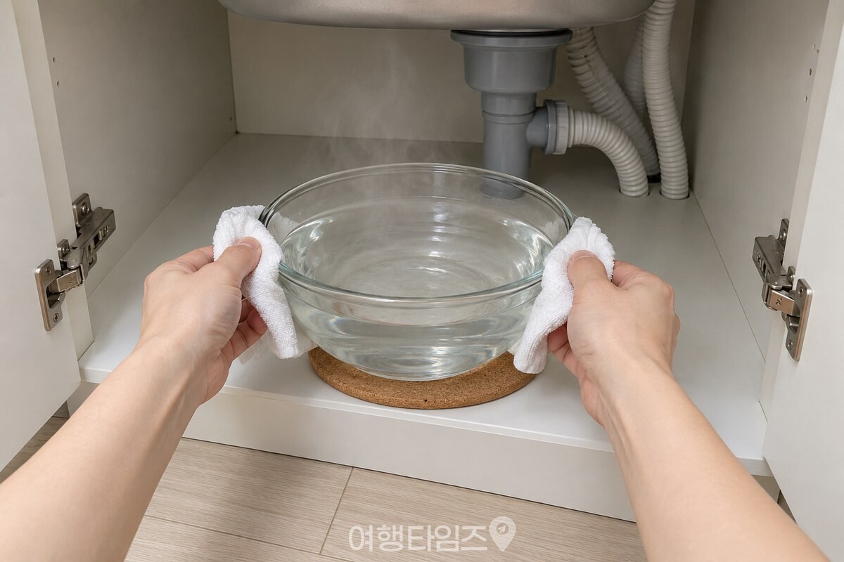 마른 행주로 내열 그릇 가장자리를 감싸 든 손 / 기사 이해를 돕기 위한 생성형 이미지