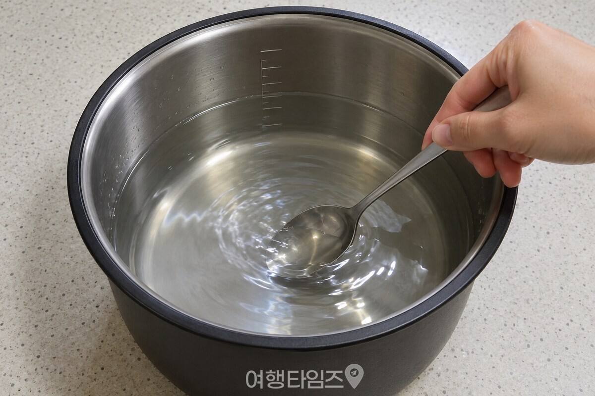 구연산을 물에 완전히 녹인 전기밥솥 내솥 / 기사 이해를 돕기 위한 생성형 이미지