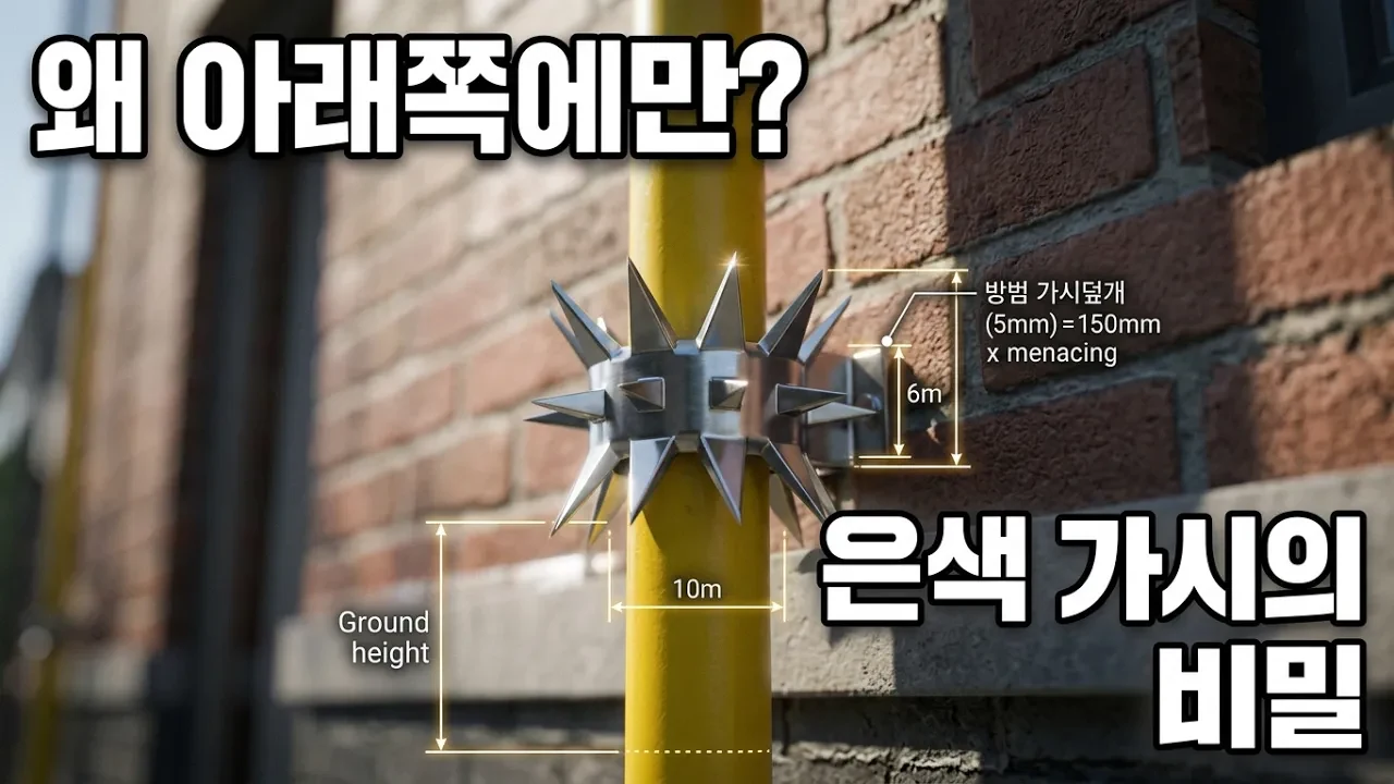 빌라 도시가스 배관 아래쪽에만 은색 가시가 있는 이유